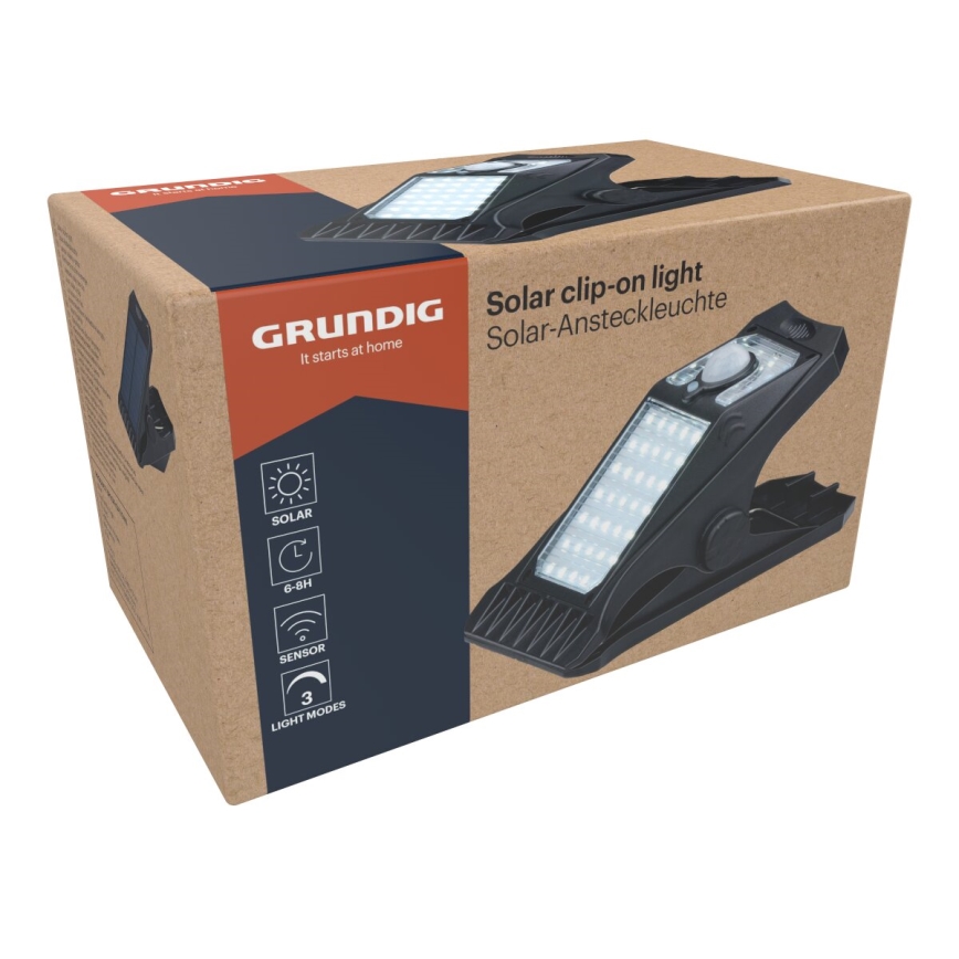 Grundig - Iluminação solar LED com sensor CLIP-ON LED/9W/3,7V IP44