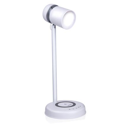 Grundig - Candeeiro de mesa LED com carregamento sem fios e altifalante 3 em 1 LED/15W/5V