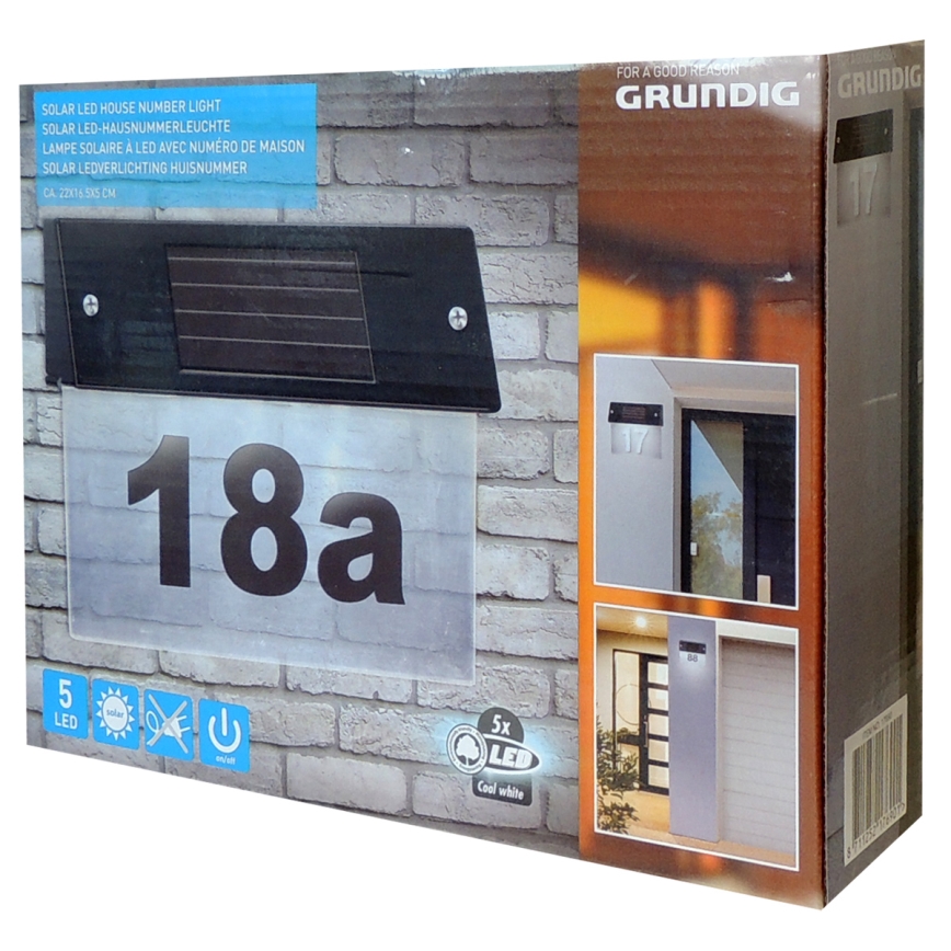 Grundig - Número de casa solar LED com sensor LED/1,2V IP44
