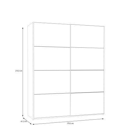 Guarda-roupa com espelho KARO 170x210 cm branco