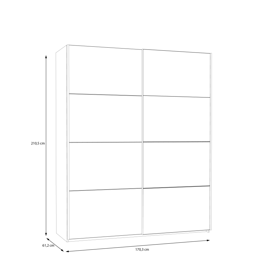 Guarda-roupa com espelho KARO 170x210 cm branco