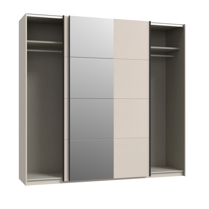 Guarda-roupa com espelho ODEN 220x210 cm, bege