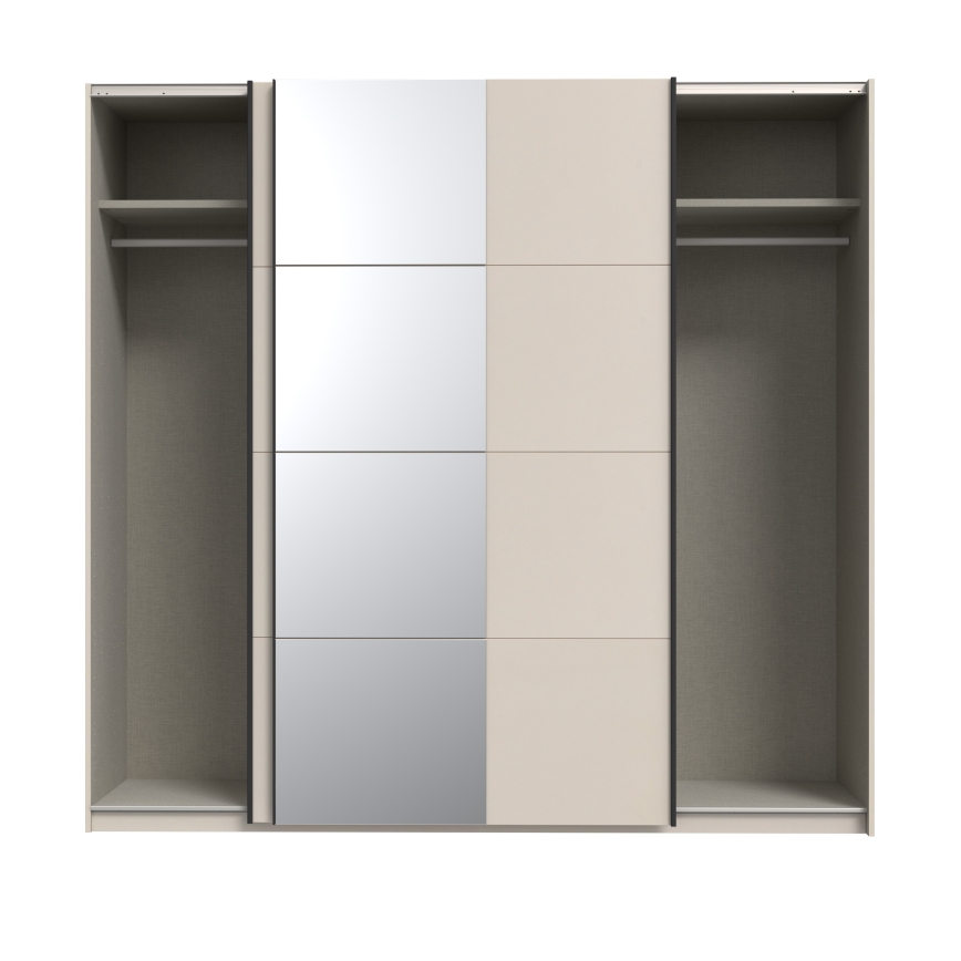 Guarda-roupa com espelho ODEN 220x210 cm, bege