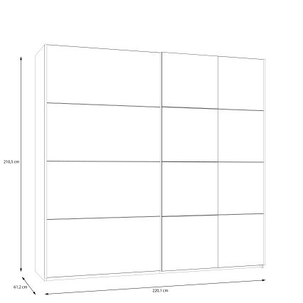 Guarda-roupa com espelho ODEN 220x210 cm, bege