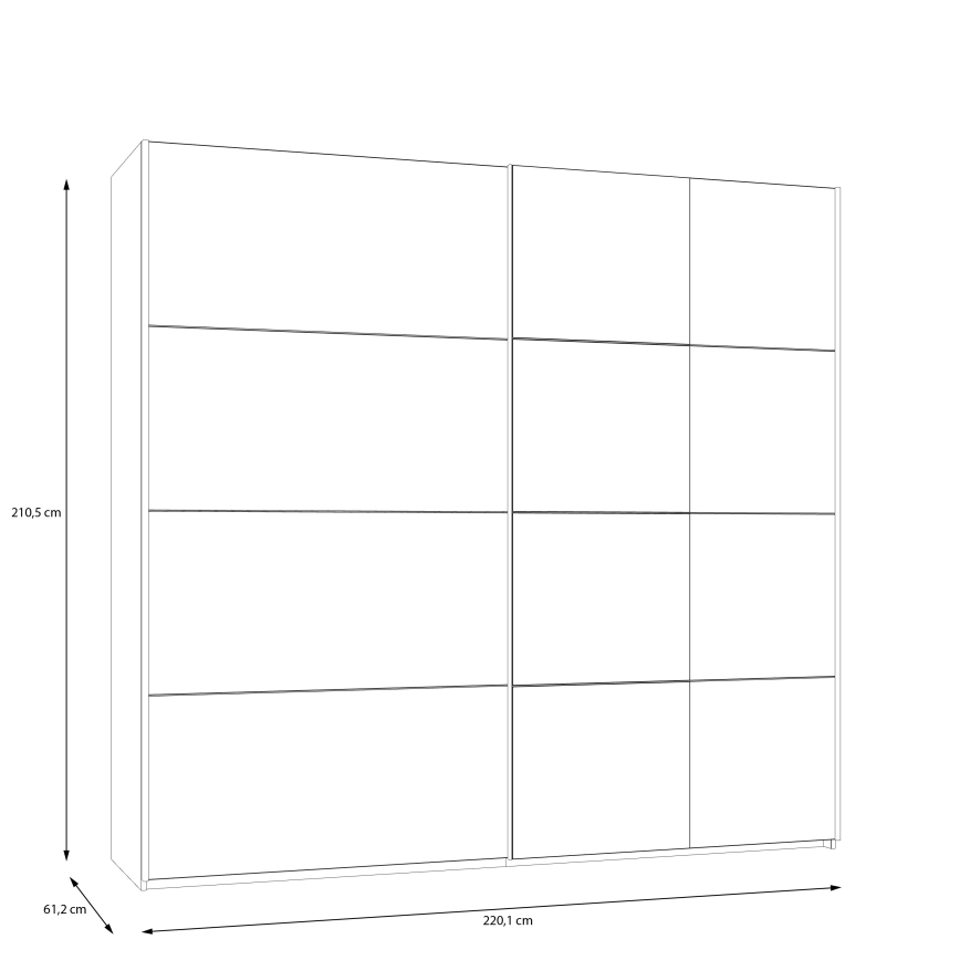 Guarda-roupa com espelho ODEN 220x210 cm, bege