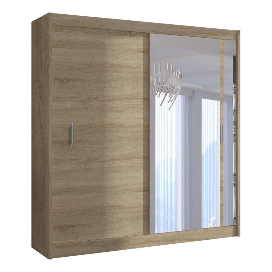 Guarda-roupa com espelho SABRINA 180x215 cm carvalho sonoma