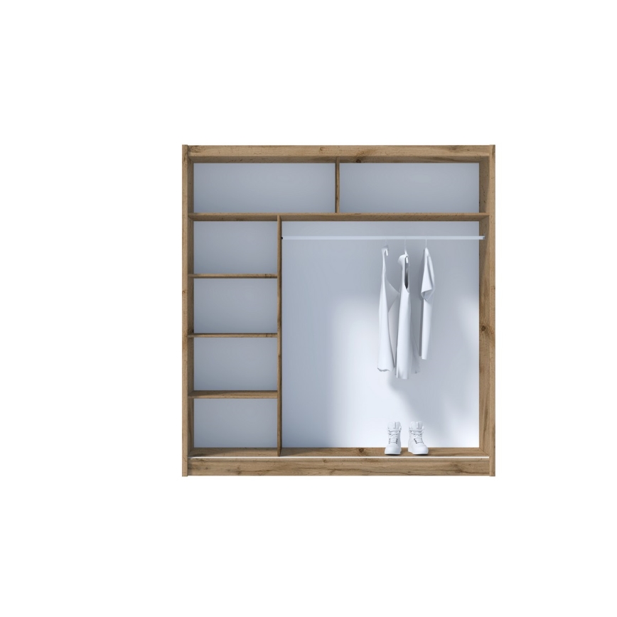 Guarda-roupa com espelho SABRINA 203x215 cm carvalho woltan