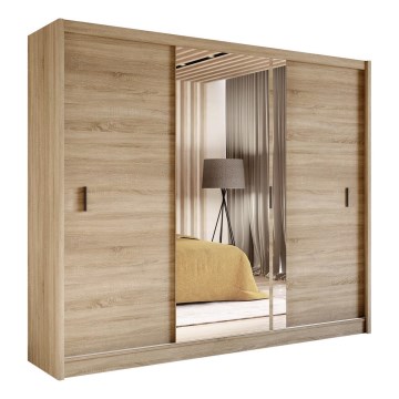 Guarda-roupa com espelho SABRINA 250x215 cm carvalho sonoma