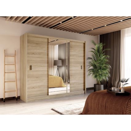 Guarda-roupa com espelho SABRINA 250x215 cm carvalho sonoma