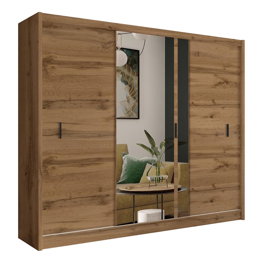 Guarda-roupa com espelho SABRINA 250x215 cm carvalho woltan