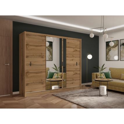 Guarda-roupa com espelho SABRINA 250x215 cm carvalho woltan