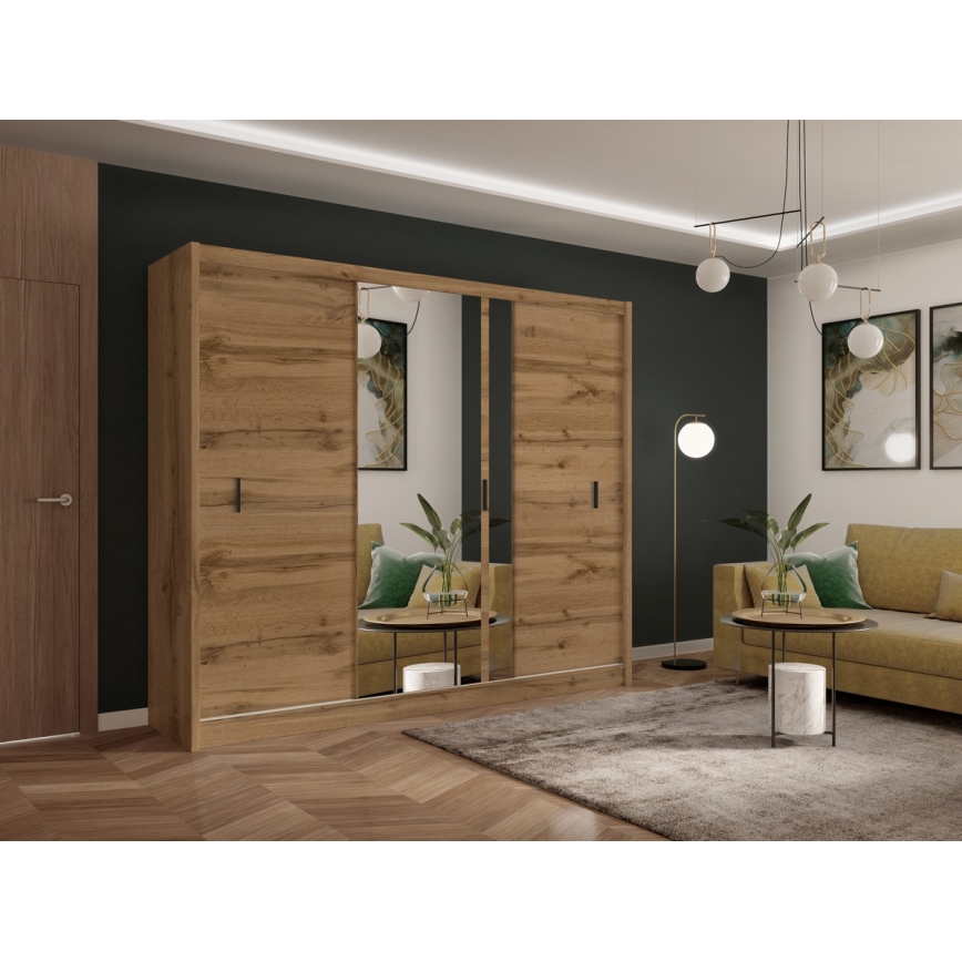 Guarda-roupa com espelho SABRINA 250x215 cm carvalho woltan