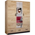 Guarda-roupa com espelho SANNA 150x215 cm carvalho craft