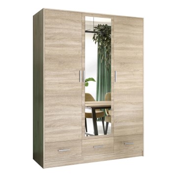 Guarda-roupa com espelho SANNA 150x215 cm carvalho sonoma