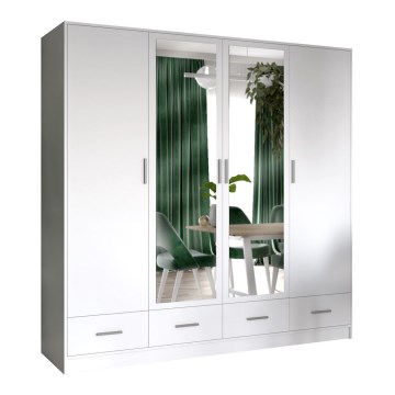 Guarda-roupa com espelho SANNA 200x215 cm branco