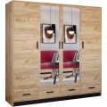 Guarda-roupa com espelho SANNA 200x215 cm carvalho craft