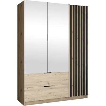 Guarda-roupa com espelho VISTA 150x215 cm carvalho artisan/grafite