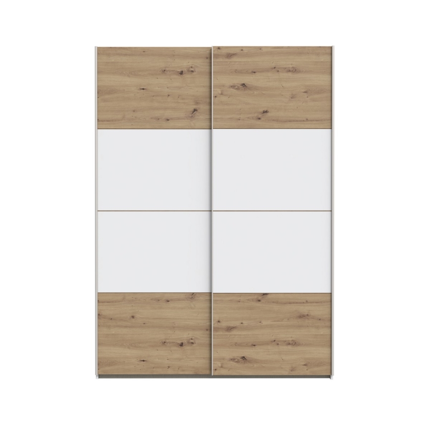 Guarda-roupa KARO 150x210 cm branco/carvalho artisan