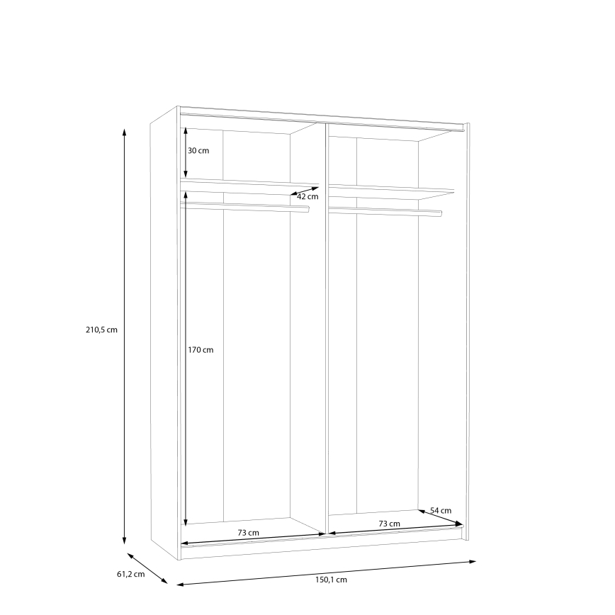 Guarda-roupa KARO 150x210 cm branco