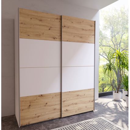 Guarda-roupa KARO 170x210 cm branco/carvalho artisan