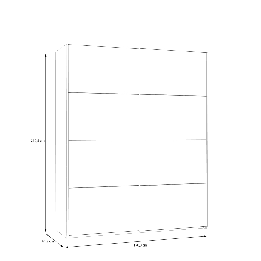 Guarda-roupa KARO 170x210 cm branco/carvalho artisan