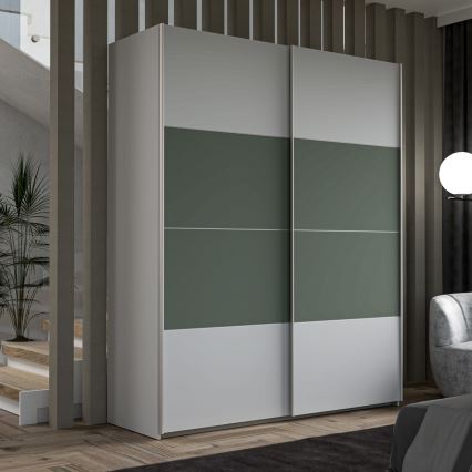 Guarda-roupa KARO 170x210 cm cinzento/verde