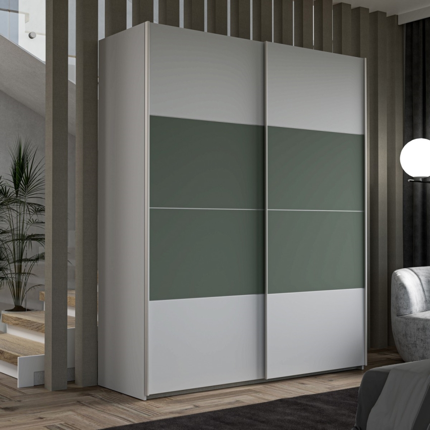 Guarda-roupa KARO 170x210 cm cinzento/verde