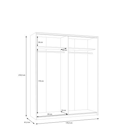 Guarda-roupa KARO 170x210 cm cinzento/verde