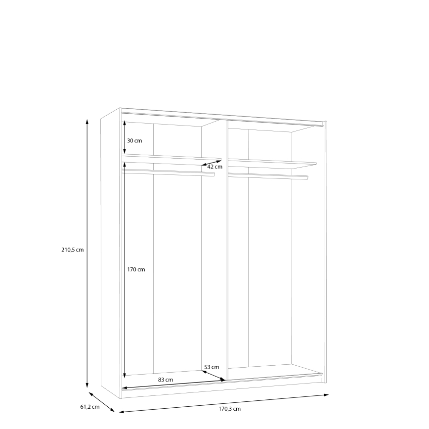 Guarda-roupa KARO 170x210 cm cinzento/verde