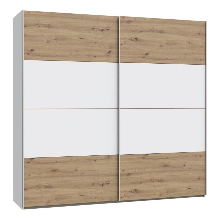 Guarda-roupa KARO 220x210 cm branco/carvalho artisan