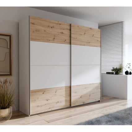 Guarda-roupa KARO 220x210 cm branco/carvalho artisan