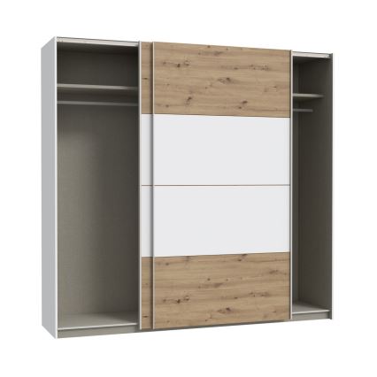 Guarda-roupa KARO 220x210 cm branco/carvalho artisan