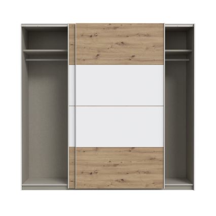 Guarda-roupa KARO 220x210 cm branco/carvalho artisan