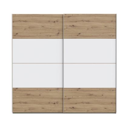 Guarda-roupa KARO 220x210 cm branco/carvalho artisan