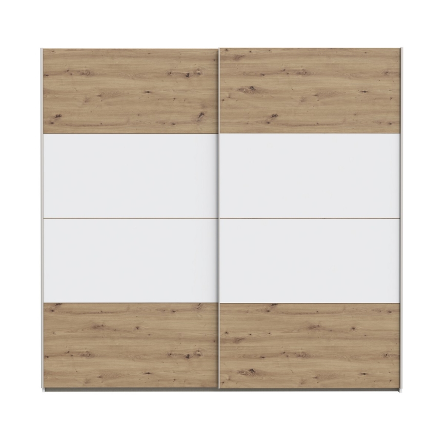 Guarda-roupa KARO 220x210 cm branco/carvalho artisan