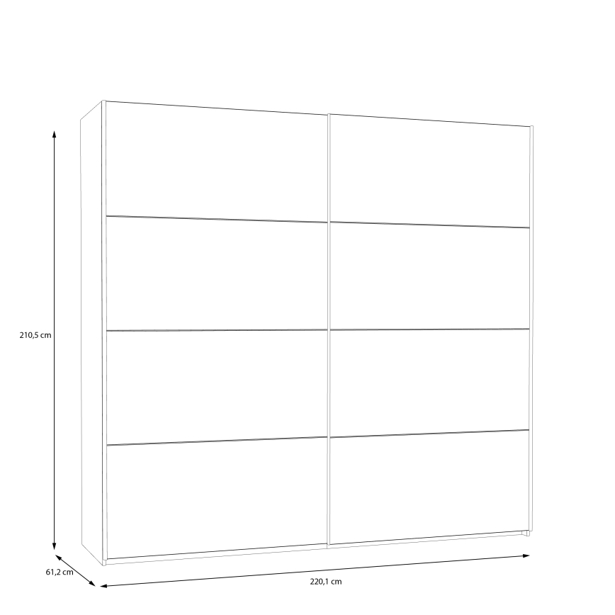 Guarda-roupa KARO 220x210 cm branco/carvalho artisan