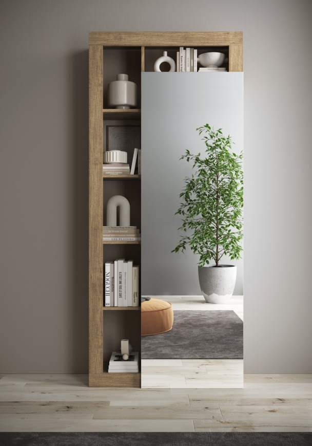 Guarda-roupa LENOR 91x209 cm branco/castanho