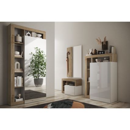 Guarda-roupa LENOR 91x209 cm branco/castanho