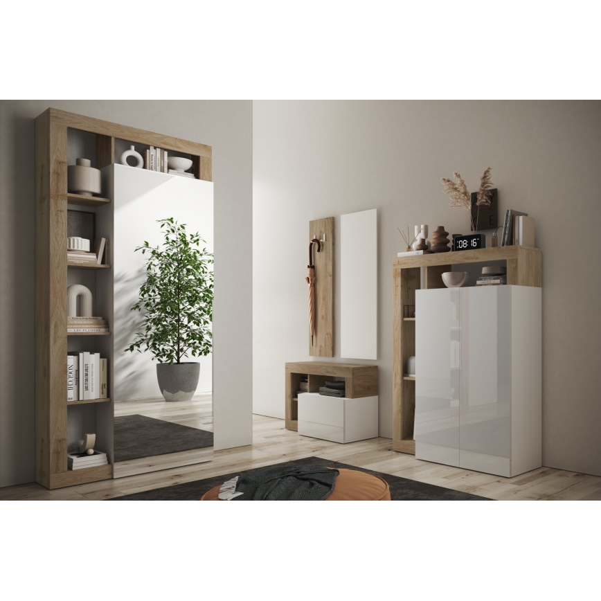 Guarda-roupa LENOR 91x209 cm branco/castanho