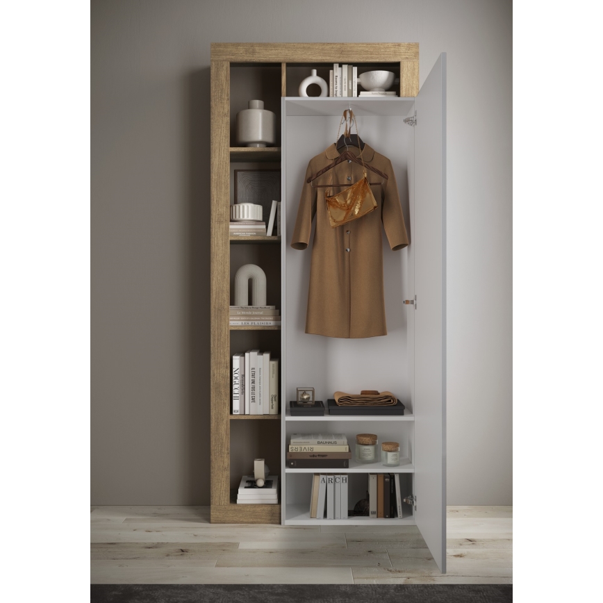 Guarda-roupa LENOR 91x209 cm branco/castanho