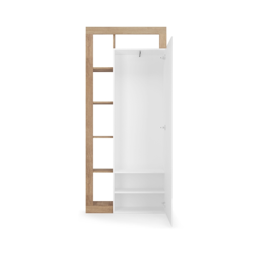 Guarda-roupa LENOR 91x209 cm branco/castanho