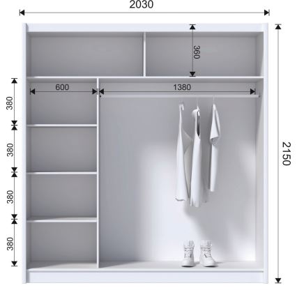 Guarda-roupa com espelho SABRINA 203x215 cm carvalho craft