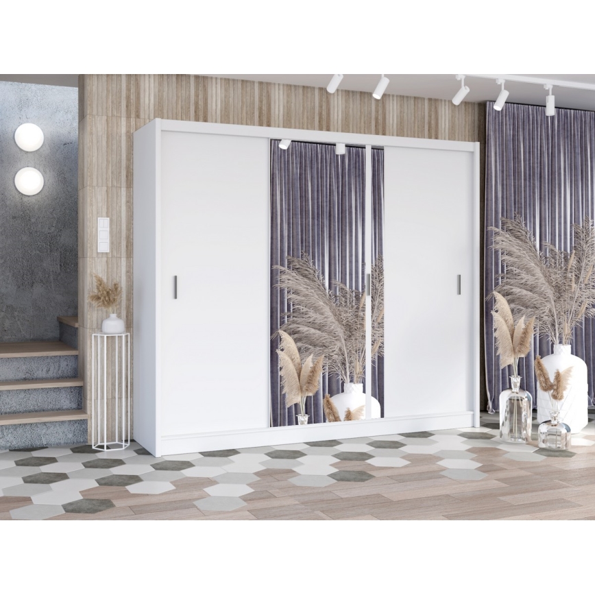 Guarda-roupa com espelho SABRINA 250x215 cm branco