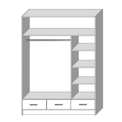Guarda-roupa com espelho SANNA 150x215 cm branco