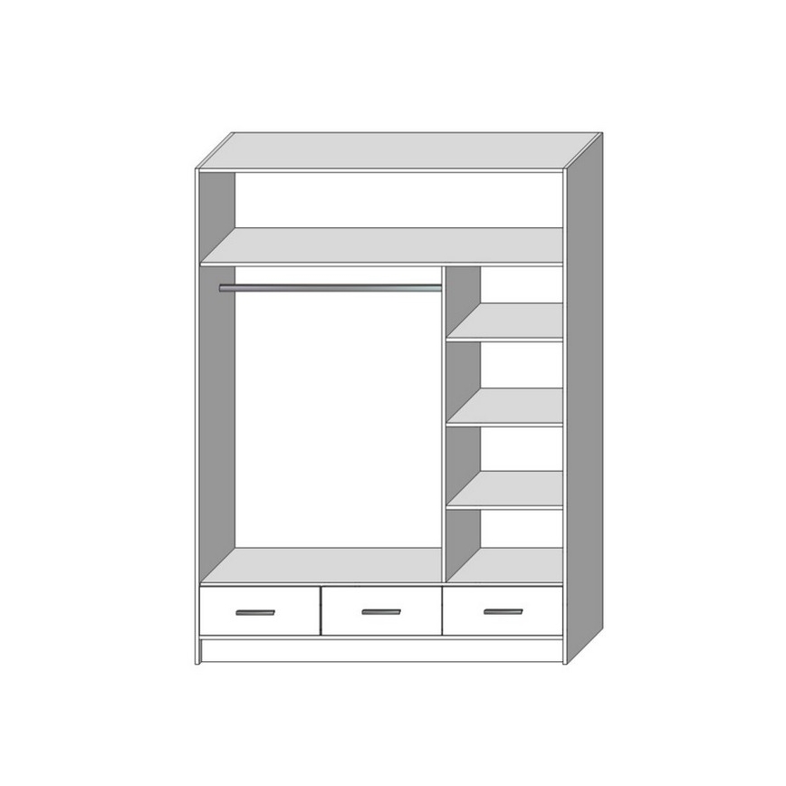 Guarda-roupa com espelho SANNA 150x215 cm branco
