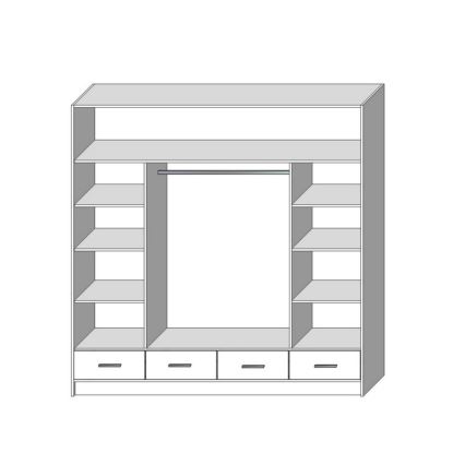 Guarda-roupa com espelho SANNA 200x215 cm branco