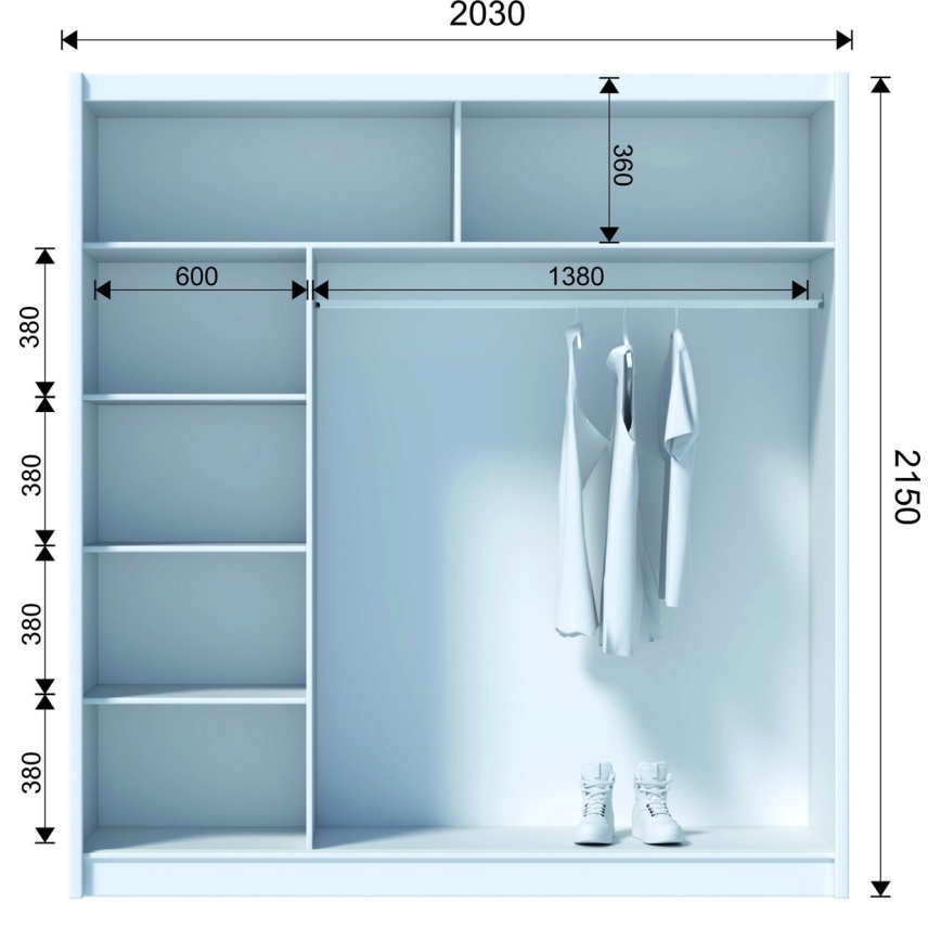 Roupeiro com portas deslizantes SAPHIRA 203x215 cm carvalho craft