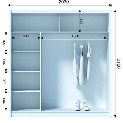 Guarda-roupa com portas deslizantes SAPHIRA 203x215 cm carvalho sonoma