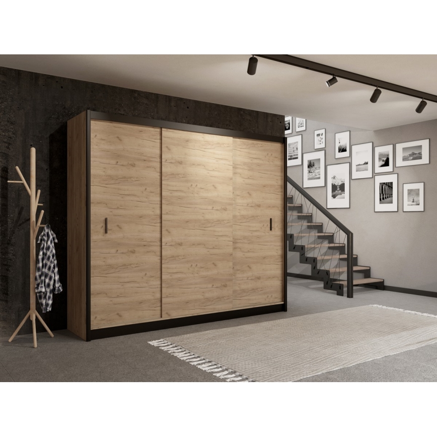 Roupeiro com portas deslizantes SAPHIRA 250x215 cm carvalho craft