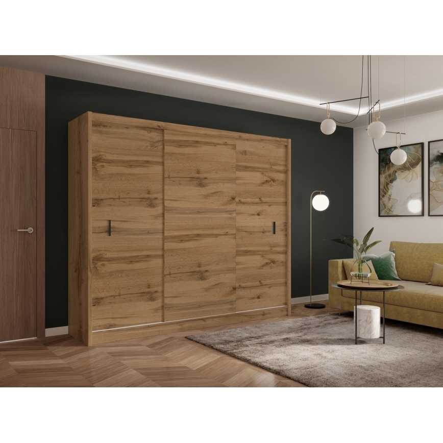Guarda-roupa com portas deslizantes SAPHIRA 250x215 cm carvalho wotan